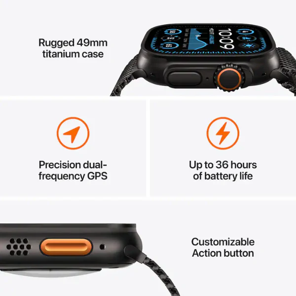 Apple Watch Ultra 2 49MM (Cellular + GPS) Natural Titanium + Silicone Band - Image 5